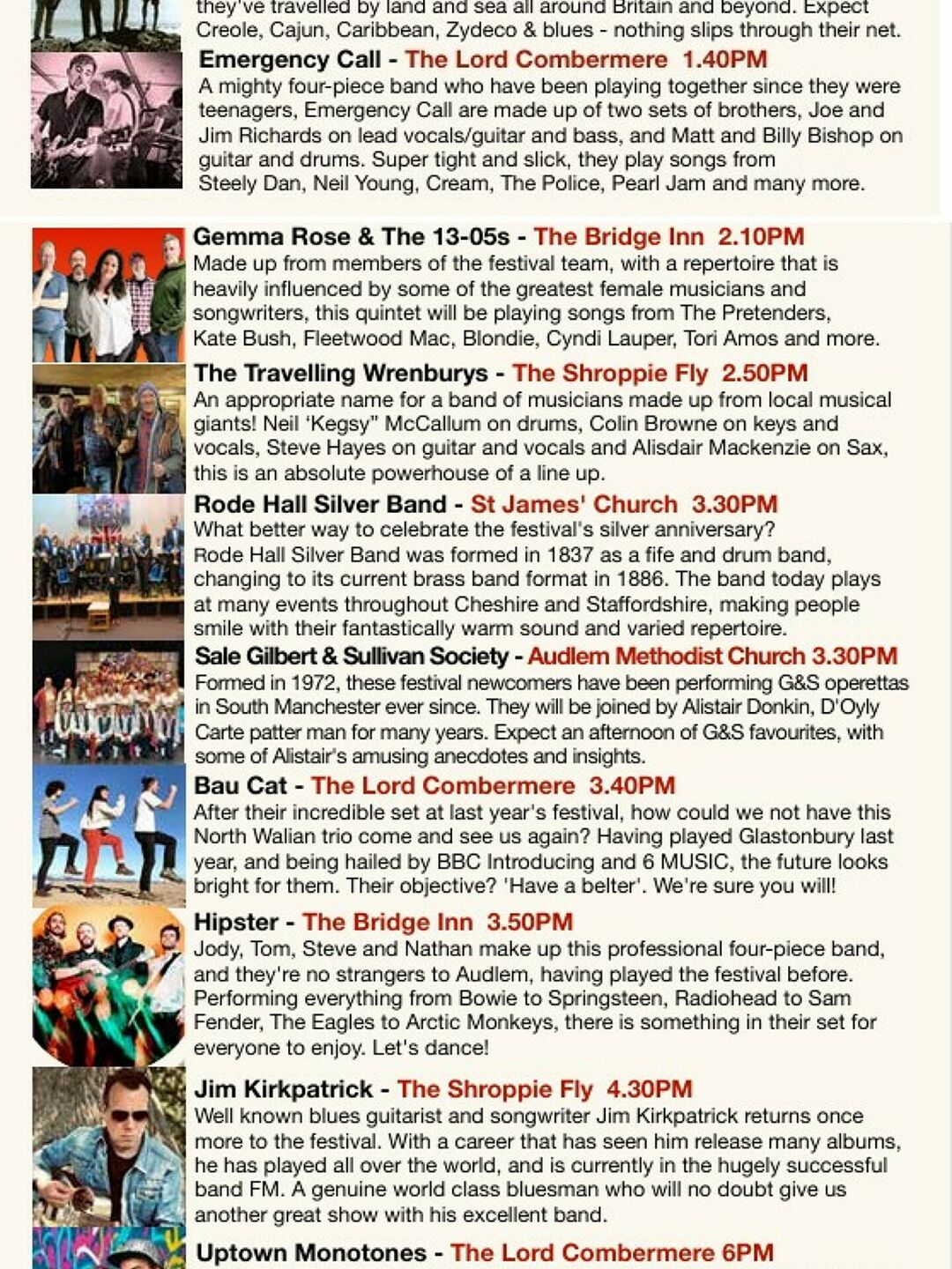 AudlemOnline | Audlem Festival - Monday Programme