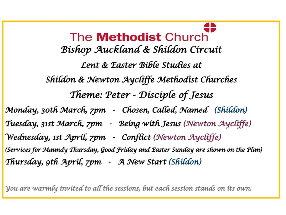Bible Study 2026 Lent and Easter Shildon and NA