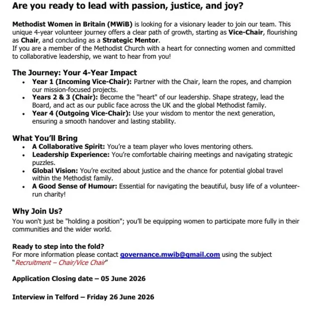 Mwib Advert For Chair Volunteer June 2026