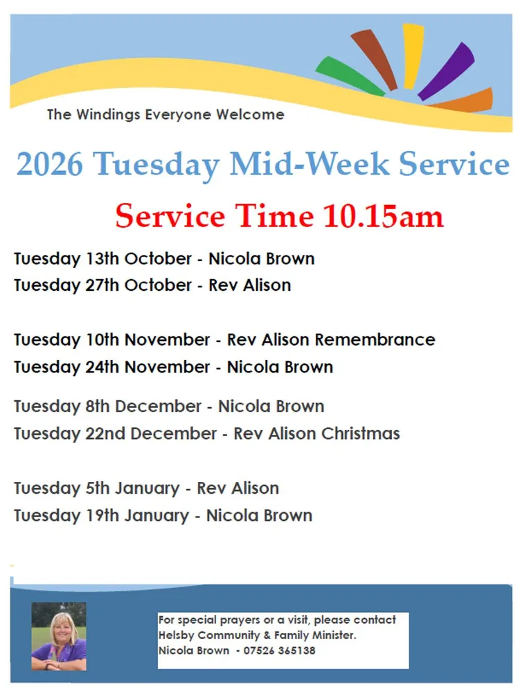 Windings Mid-Week Services Oct 2026 to Jan 2027