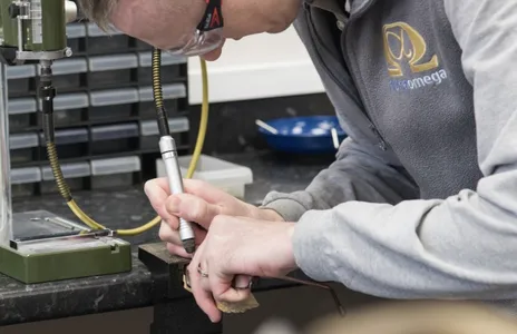Technician repairing glasses