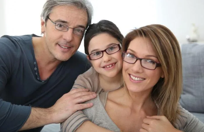 Family wearing glasses