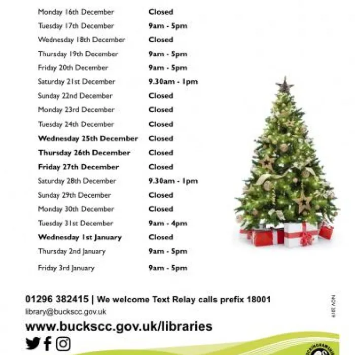 HCL Opening Times Xmas 2019