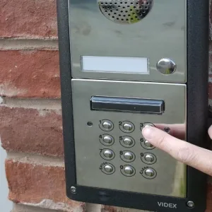 Door access keypad in operation