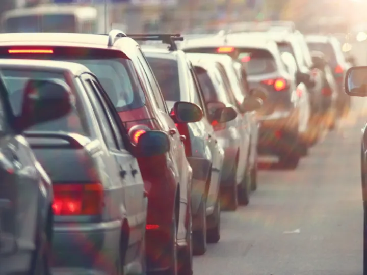 traffic jams in the city, road, rush hour
