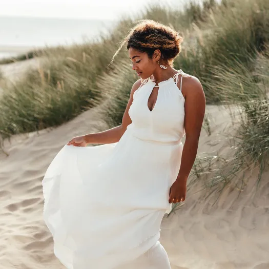 pleated chiffon beach look fortuny tiered skirt P