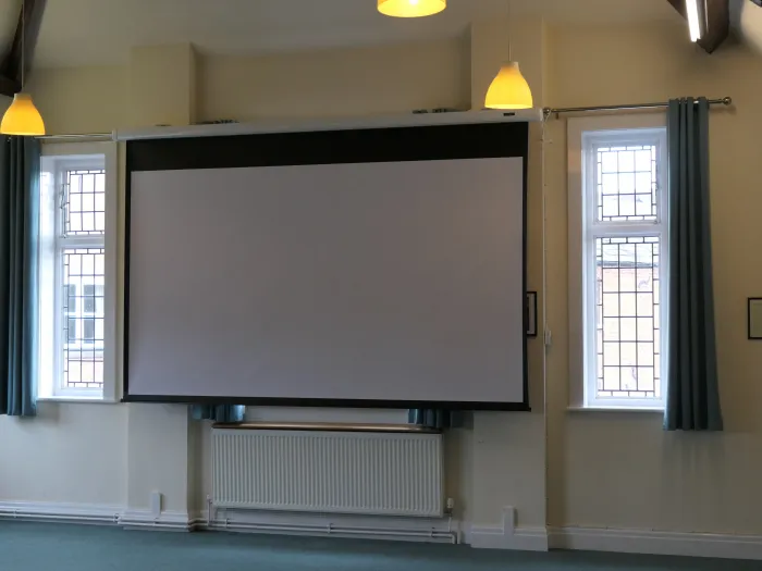 Drop down screen in the Billiard room