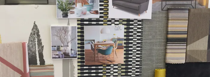 Mood board in black brown and cream