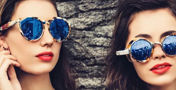 Two women wearing retro sunglasses
