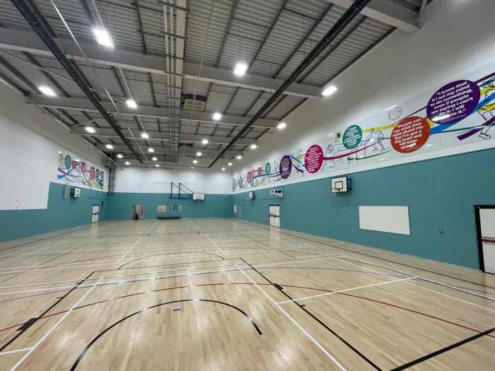 The redesign at the refurbished sports hall at St Paul's High School in Manchester