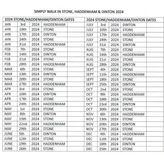 Simply Walk Schedule 2024