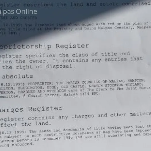 Land Registry Title for the cemetery