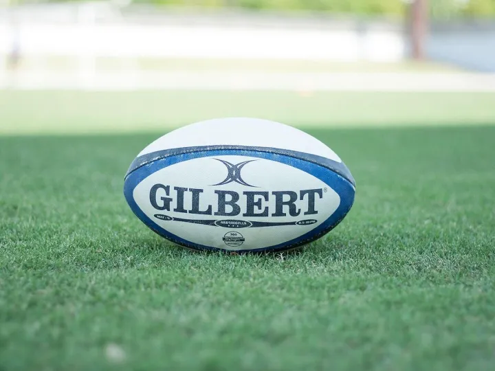 Rugby ball on the pitch