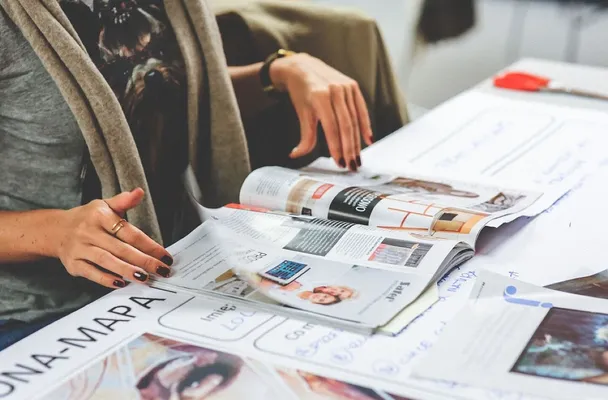 Girl, read, reading, newspaper, magazine, hands