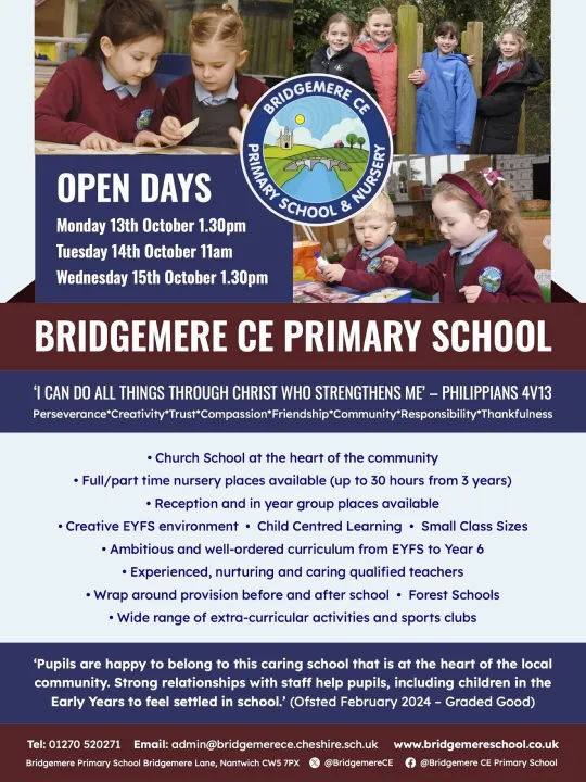 Bridgemere Ce Primary School Open Days 2025