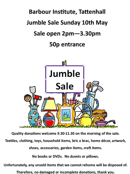 Barbour Institute Jumble 10 May 2026