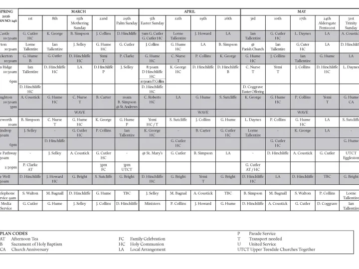 March &ndash; May 2026