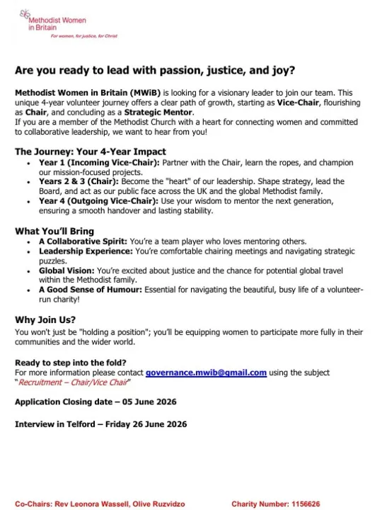Mwib Advert For Chair Volunteer June 2026