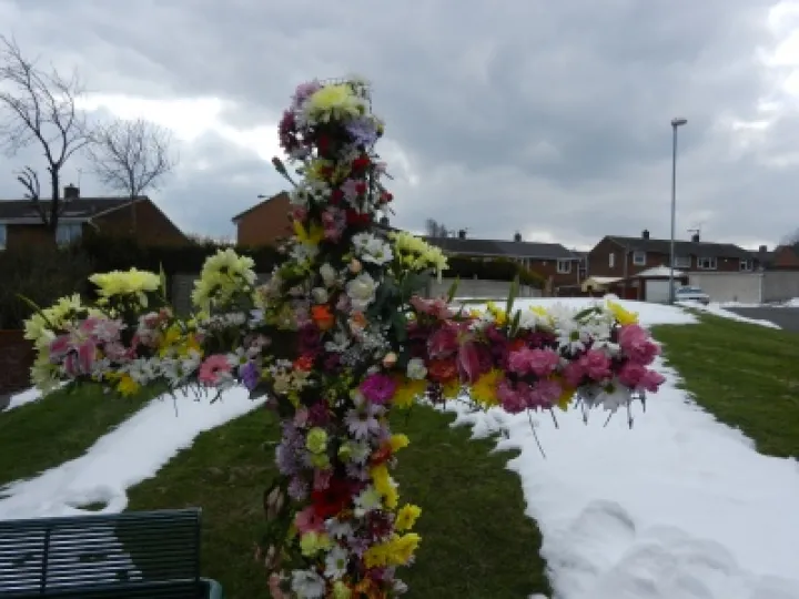 Easter Cross outside for praise singing