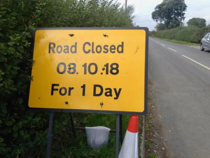 road closure sign