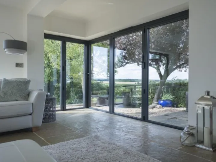 Dark grey aluminium bifold doors