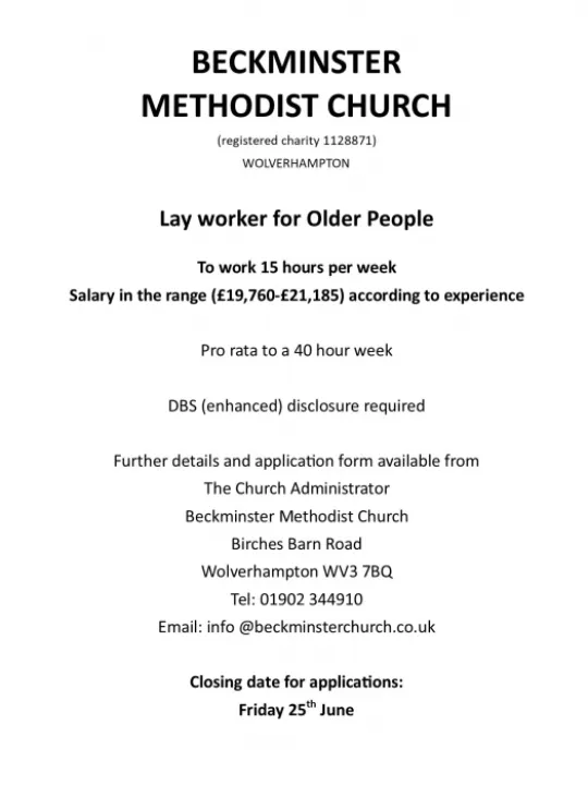 Beckminster Church Job Advert