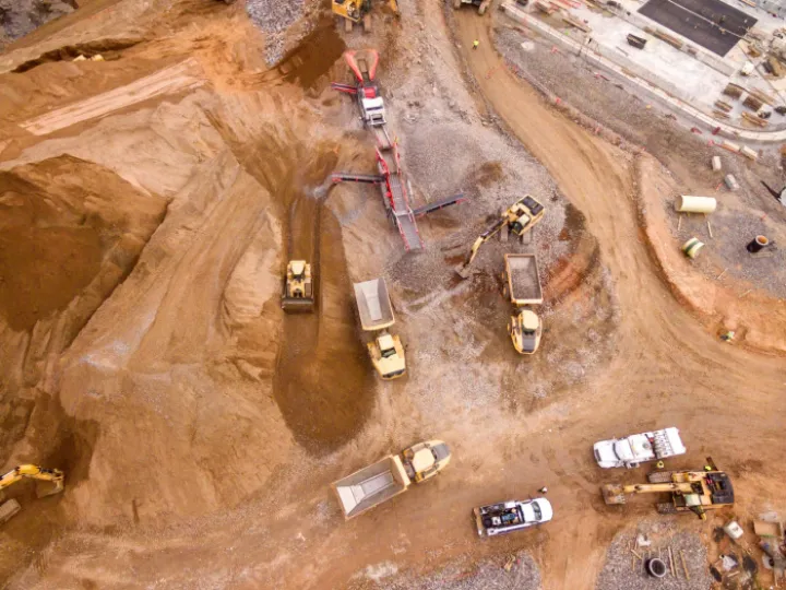 Aerial view of a construction site
