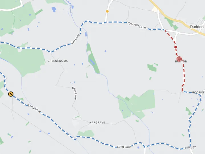 Ryecroft lane closure Diversion route