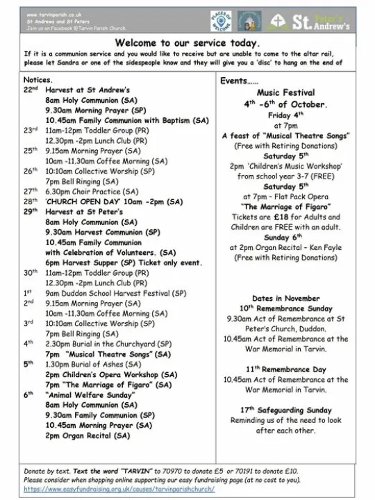 St Andrews Notices 22nd September 2024