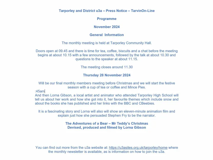 U3a Meeting November 2024 4x3