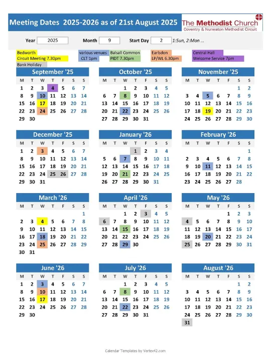 Final Various Meeting Dates 2025-2026
