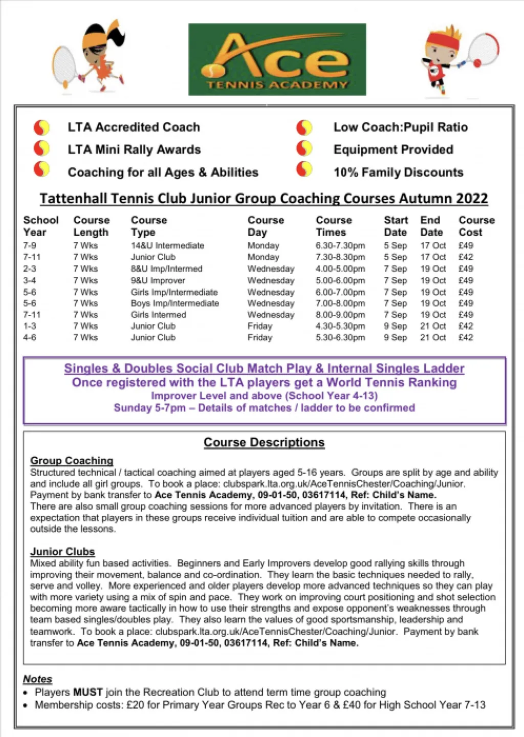 Autumn Tennis Coaching