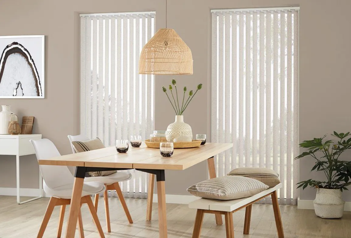 Vertical blinds with dining table
