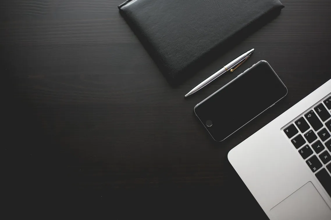 Office, desk, smartphone
