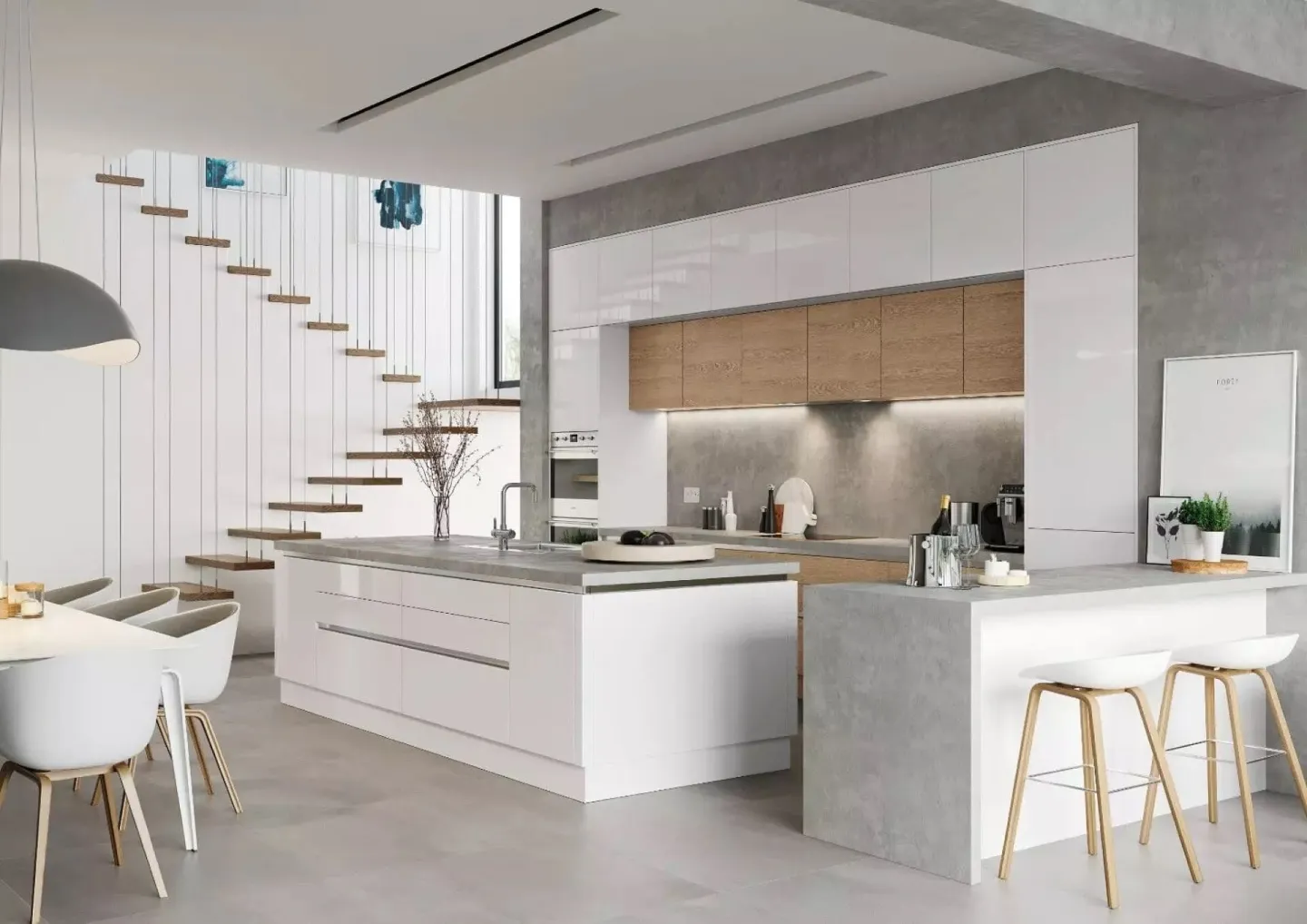 Alku White Gloss Open Plan Kit