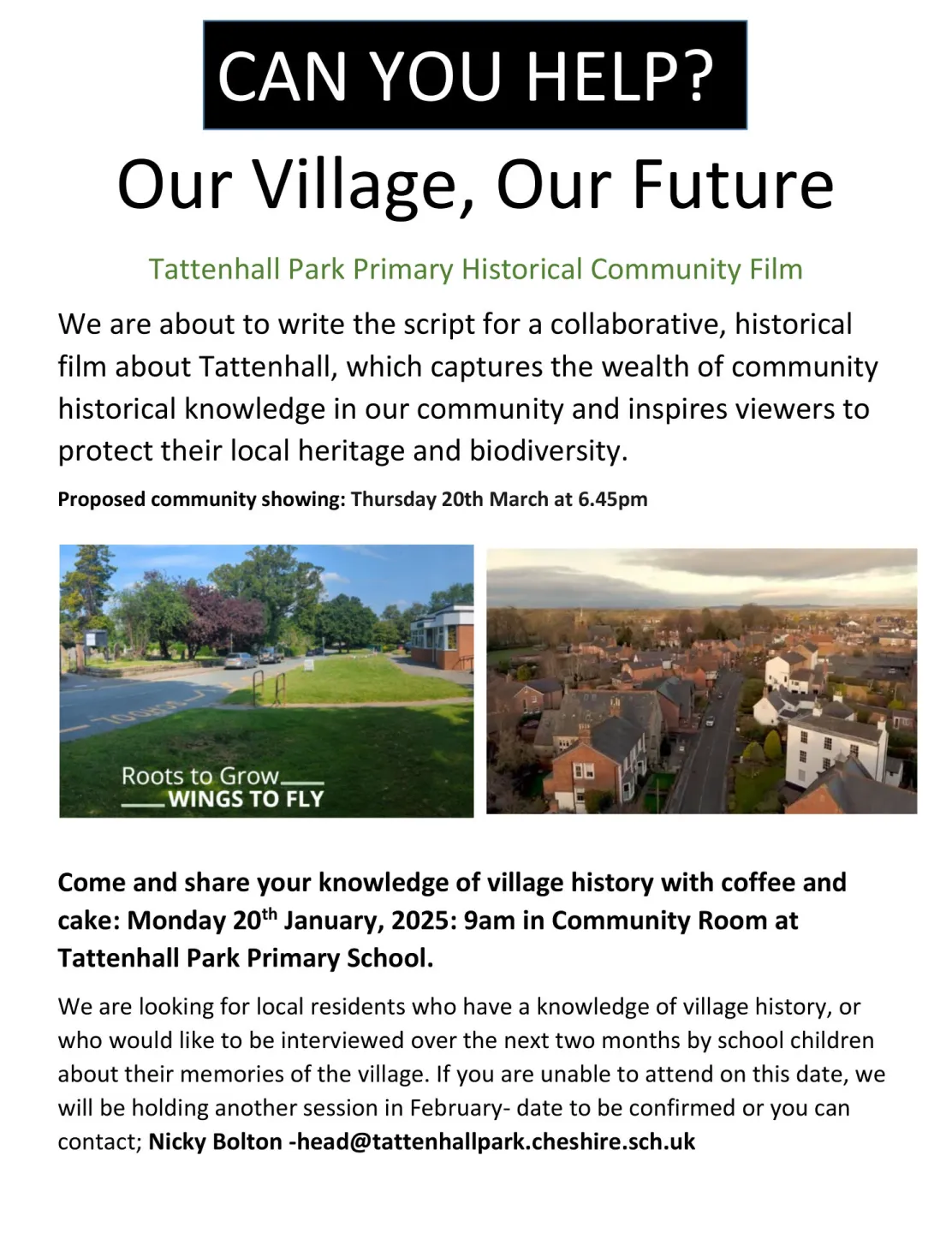 Tattenhall School Our Village Our Future Flyer 1