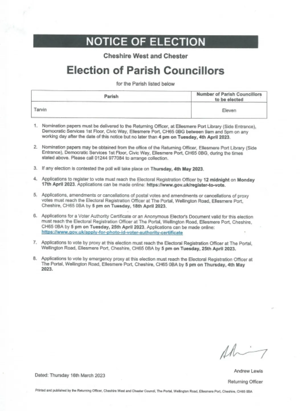 Notice of Election PhotoScan