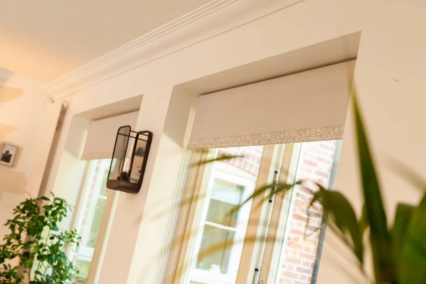 Peach blinds on peach wall