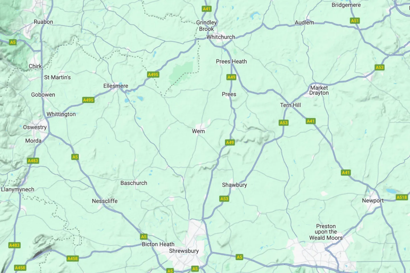 Map of North Shropshire