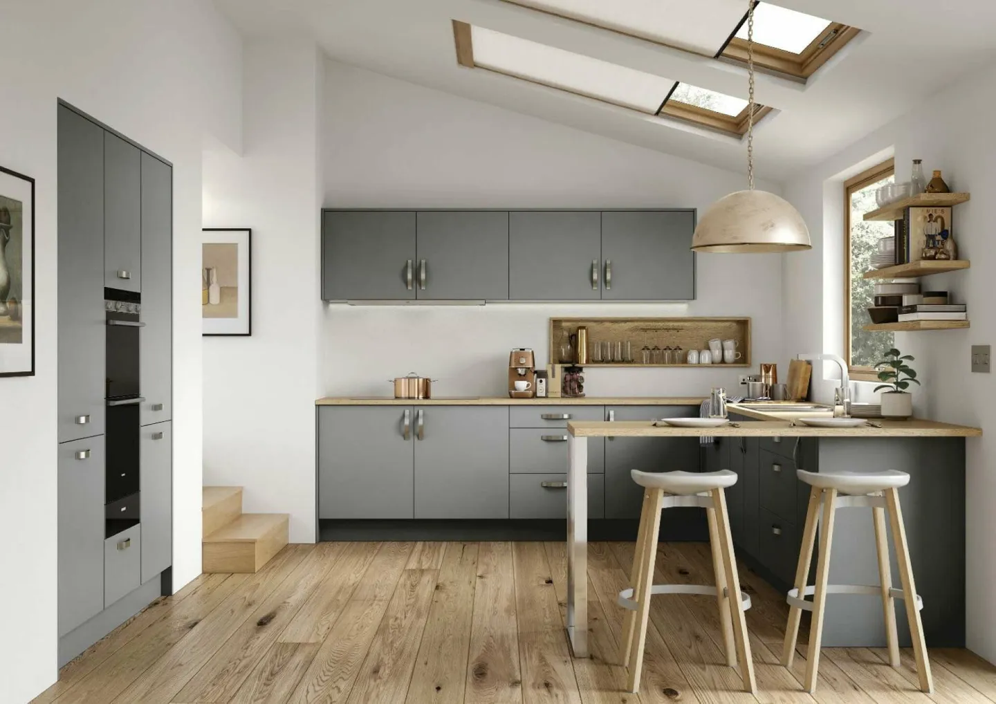 Alku Modern Matt Grey U-Shaped Kitchen