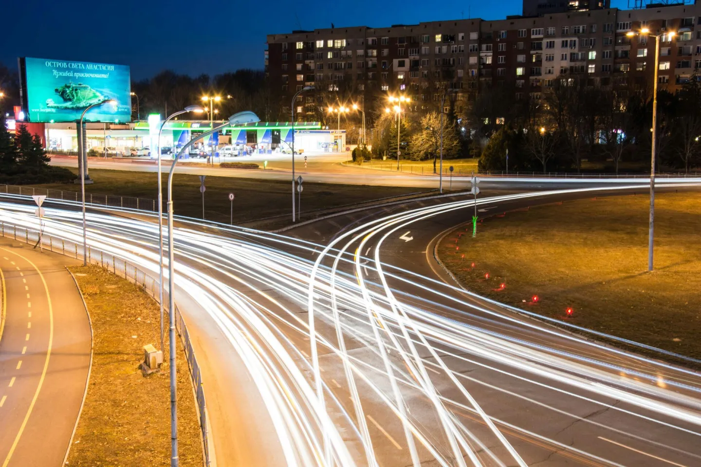 A dynamic city night scene showcasing light