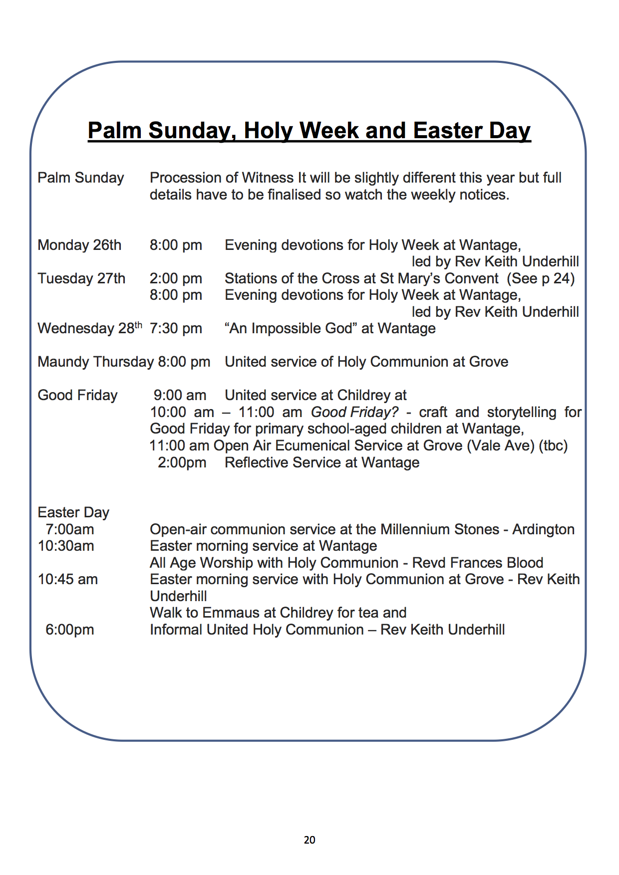 Holy Week Services