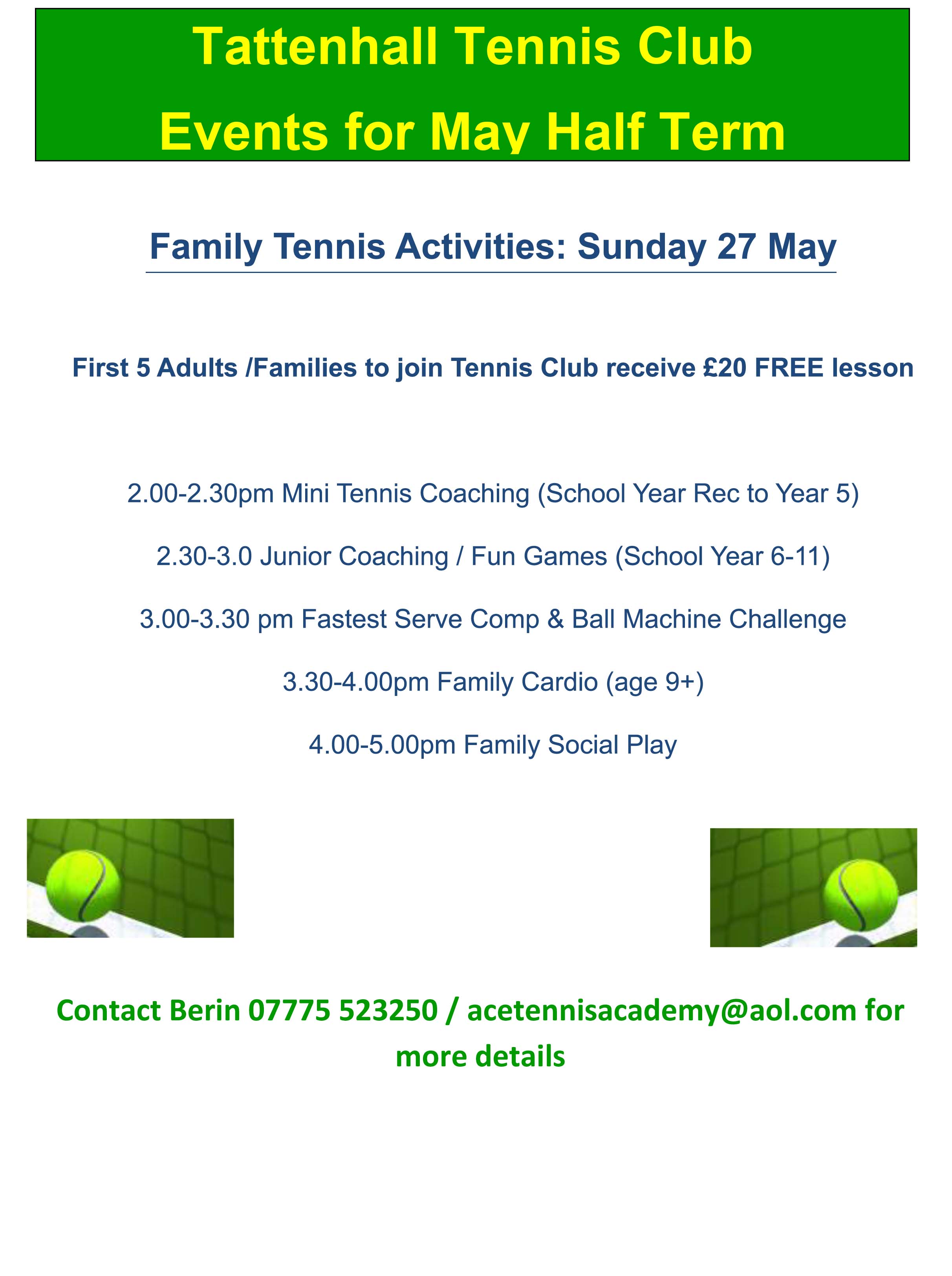 Tattenhall Tennis Club Events May 2018 Sun