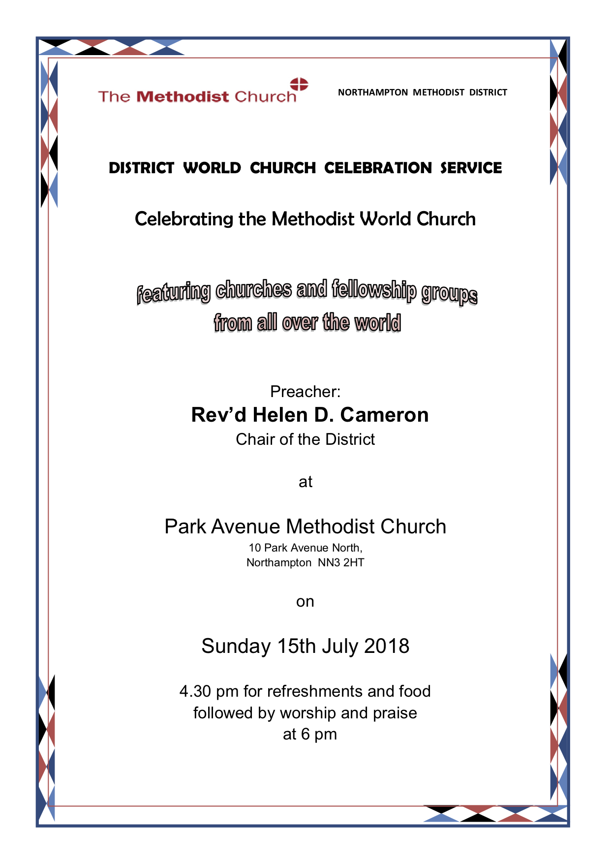 World Church Service Poster July 2018