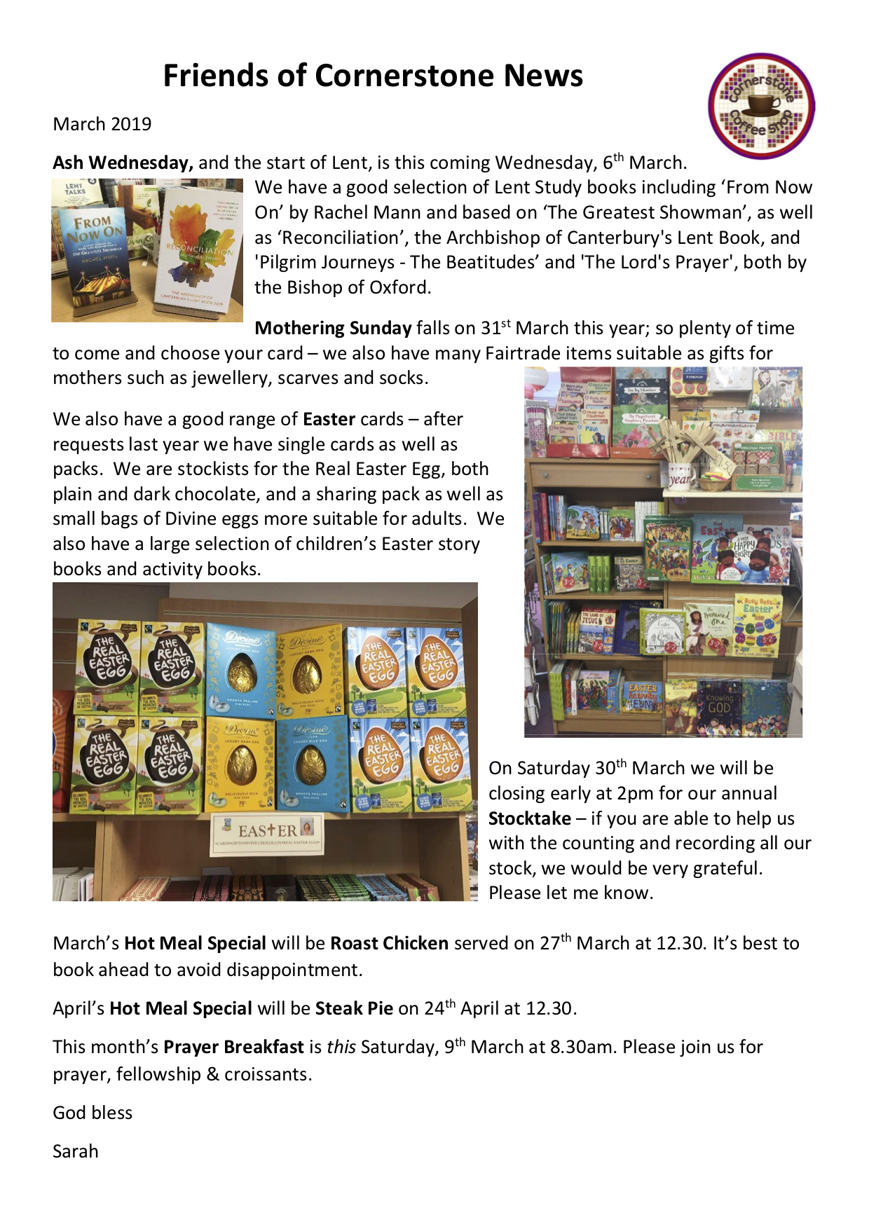 Friends of Cornerstone March 2019