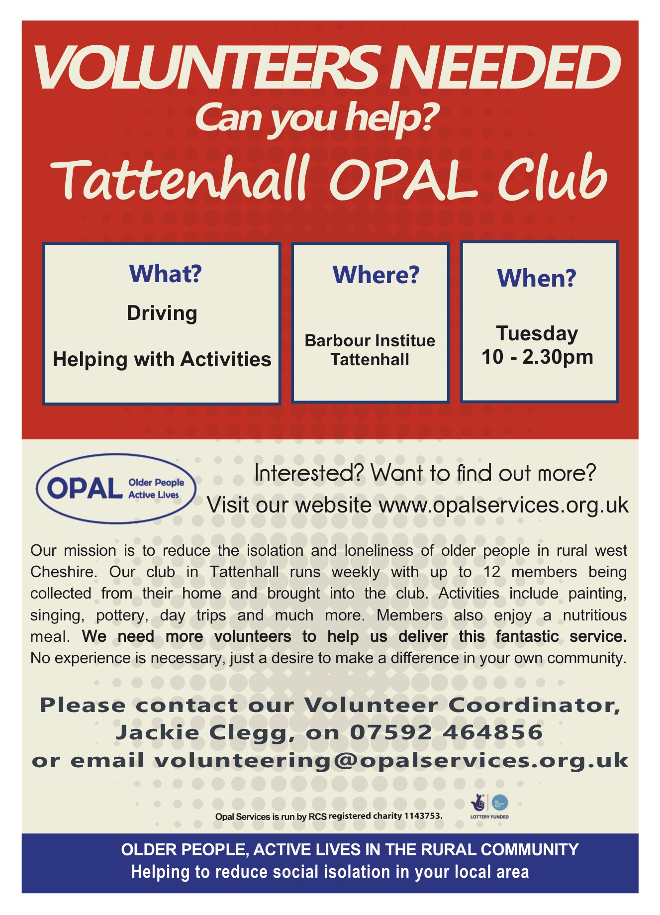 OPAL Tattenhall Recruitment Poster