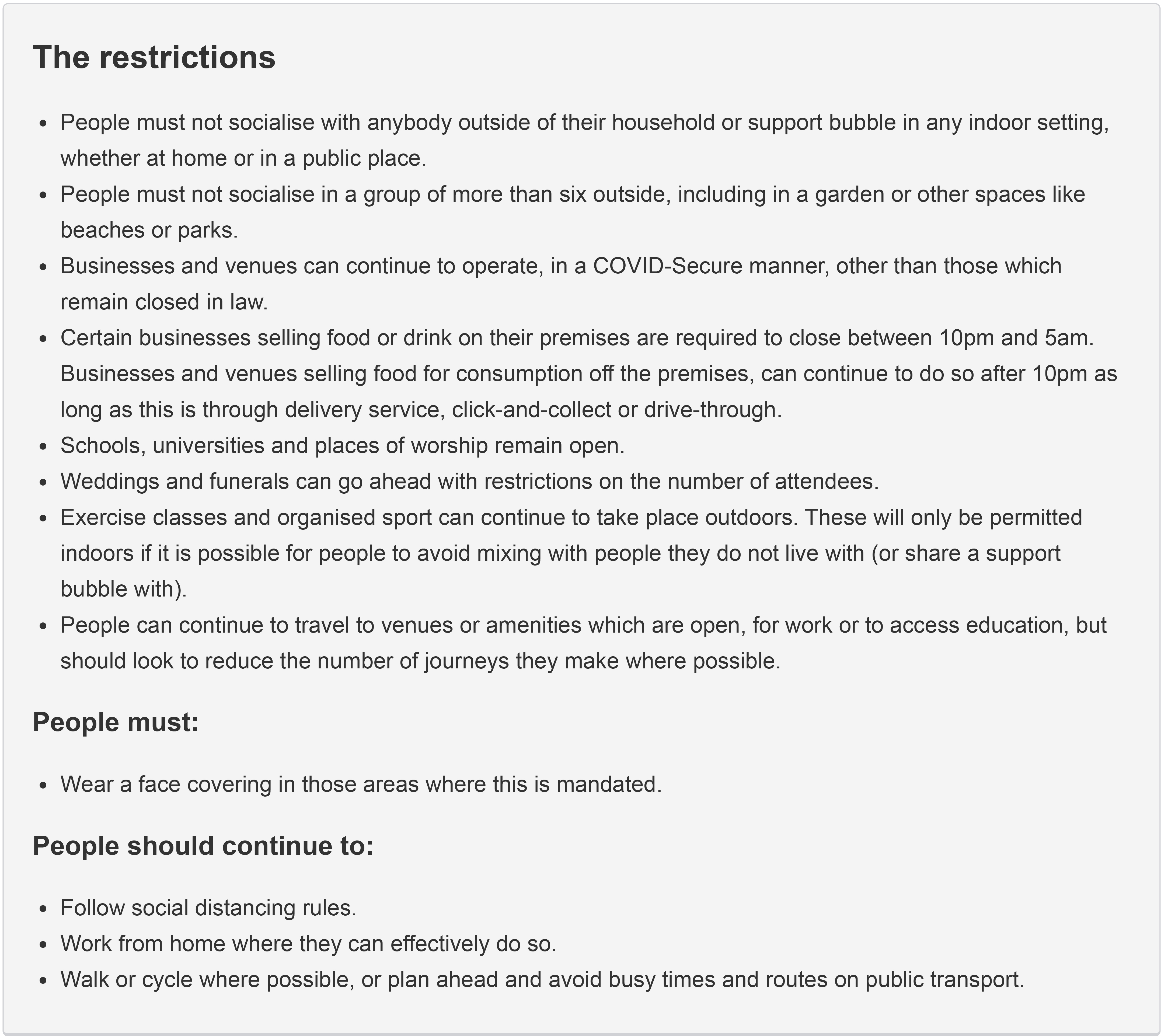 Covid-19 Restrictions in CW C-2