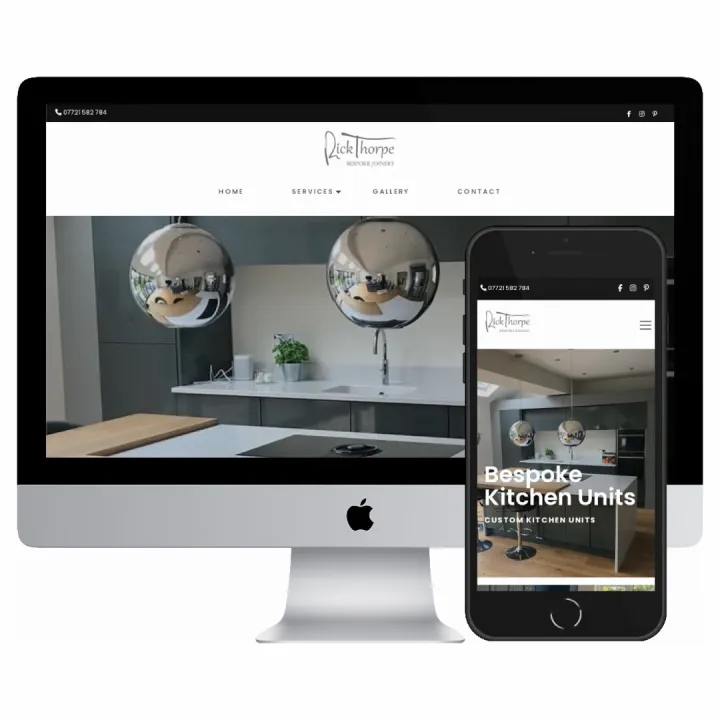 Desktop and mobile screenshots of the Rick Thorpe Bespoke Joinery website