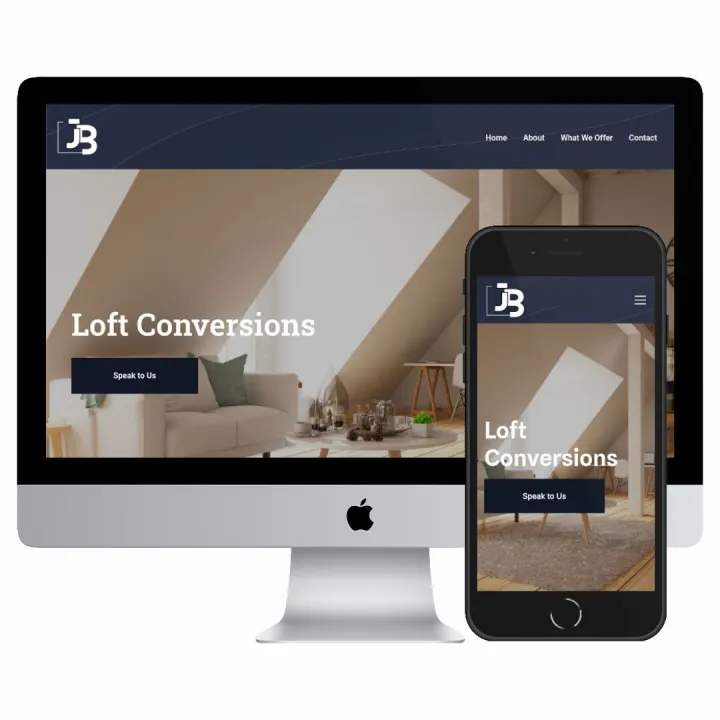 Desktop and mobile screenshots of the J Barker Joinery website