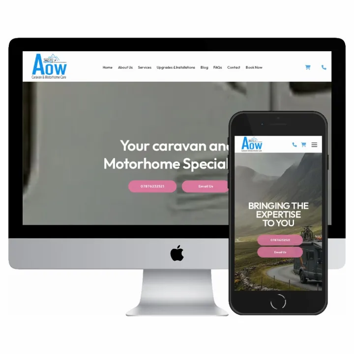 Desktop and mobile screenshots of the Adventures on Wheels website